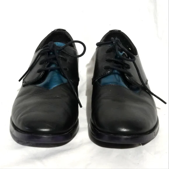 CAMPER - TWINS Black with Metallic Blue Contrast Laced Oxfords, size 37 - Picture 2 of 10